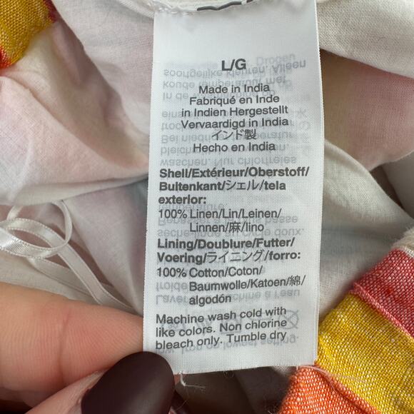 J. Crew Rainbow Stripe Linen Pull-on Knee-Length Skirt Pockets AO793 Size Large - Picture 9 of 15